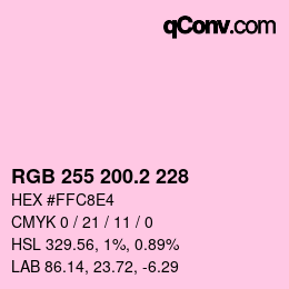 カラーコード: RGB 255 200.2 228 | qconv.com