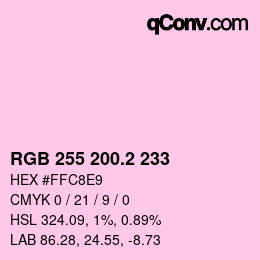 カラーコード: RGB 255 200.2 233 | qconv.com