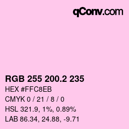 カラーコード: RGB 255 200.2 235 | qconv.com