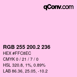 カラーコード: RGB 255 200.2 236 | qconv.com