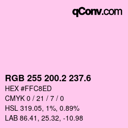 カラーコード: RGB 255 200.2 237.6 | qconv.com