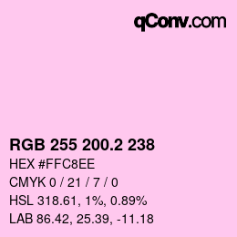 カラーコード: RGB 255 200.2 238 | qconv.com