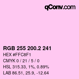 カラーコード: RGB 255 200.2 241 | qconv.com