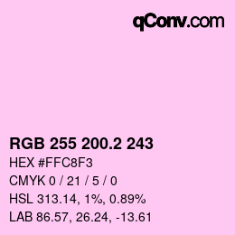 カラーコード: RGB 255 200.2 243 | qconv.com