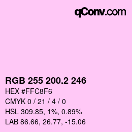 カラーコード: RGB 255 200.2 246 | qconv.com