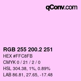 カラーコード: RGB 255 200.2 251 | qconv.com