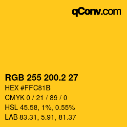 カラーコード: RGB 255 200.2 27 | qconv.com