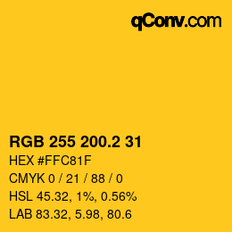 カラーコード: RGB 255 200.2 31 | qconv.com