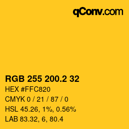 カラーコード: RGB 255 200.2 32 | qconv.com