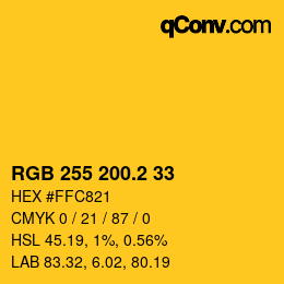 カラーコード: RGB 255 200.2 33 | qconv.com