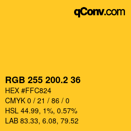 カラーコード: RGB 255 200.2 36 | qconv.com