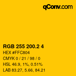 カラーコード: RGB 255 200.2 4 | qconv.com