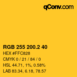 カラーコード: RGB 255 200.2 40 | qconv.com