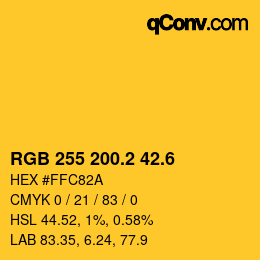 カラーコード: RGB 255 200.2 42.6 | qconv.com