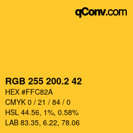 カラーコード: RGB 255 200.2 42 | qconv.com