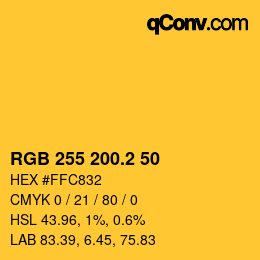 カラーコード: RGB 255 200.2 50 | qconv.com