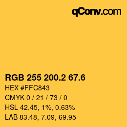 カラーコード: RGB 255 200.2 67.6 | qconv.com