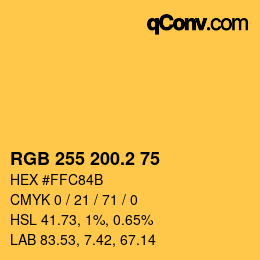 カラーコード: RGB 255 200.2 75 | qconv.com