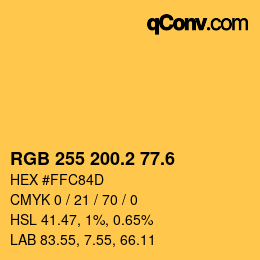 カラーコード: RGB 255 200.2 77.6 | qconv.com