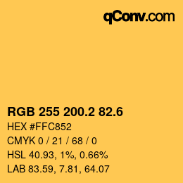 カラーコード: RGB 255 200.2 82.6 | qconv.com