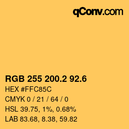 カラーコード: RGB 255 200.2 92.6 | qconv.com