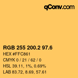 カラーコード: RGB 255 200.2 97.6 | qconv.com