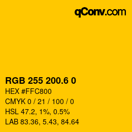 カラーコード: RGB 255 200.6 0 | qconv.com