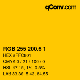 カラーコード: RGB 255 200.6 1 | qconv.com