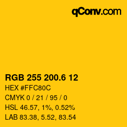 カラーコード: RGB 255 200.6 12 | qconv.com