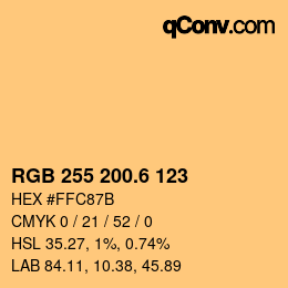 カラーコード: RGB 255 200.6 123 | qconv.com