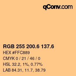 カラーコード: RGB 255 200.6 137.6 | qconv.com