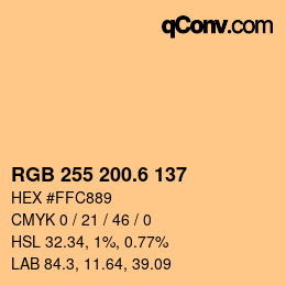 カラーコード: RGB 255 200.6 137 | qconv.com