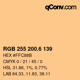 カラーコード: RGB 255 200.6 139 | qconv.com