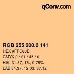カラーコード: RGB 255 200.6 141 | qconv.com