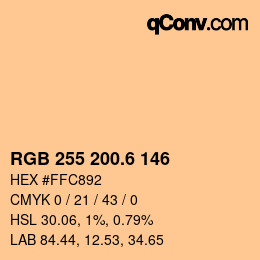 カラーコード: RGB 255 200.6 146 | qconv.com