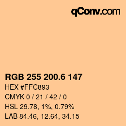 カラーコード: RGB 255 200.6 147 | qconv.com