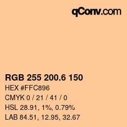 カラーコード: RGB 255 200.6 150 | qconv.com