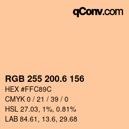 カラーコード: RGB 255 200.6 156 | qconv.com
