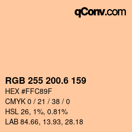 カラーコード: RGB 255 200.6 159 | qconv.com
