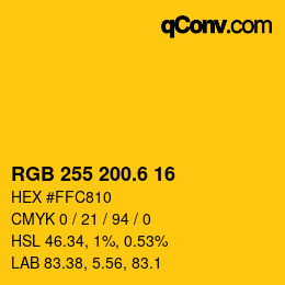 カラーコード: RGB 255 200.6 16 | qconv.com