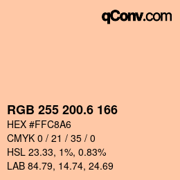 カラーコード: RGB 255 200.6 166 | qconv.com