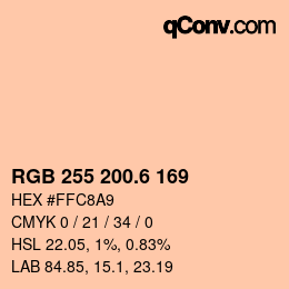 カラーコード: RGB 255 200.6 169 | qconv.com