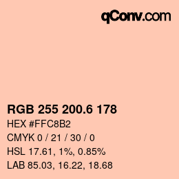 カラーコード: RGB 255 200.6 178 | qconv.com