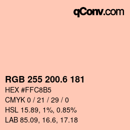 カラーコード: RGB 255 200.6 181 | qconv.com