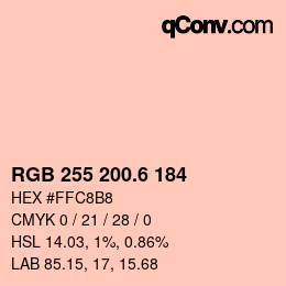 カラーコード: RGB 255 200.6 184 | qconv.com