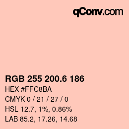 カラーコード: RGB 255 200.6 186 | qconv.com