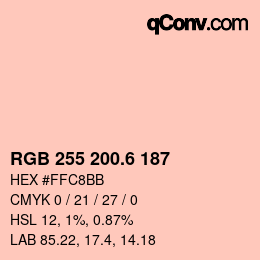 カラーコード: RGB 255 200.6 187 | qconv.com