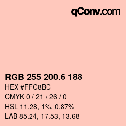 カラーコード: RGB 255 200.6 188 | qconv.com