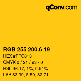 カラーコード: RGB 255 200.6 19 | qconv.com