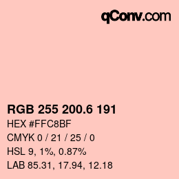 カラーコード: RGB 255 200.6 191 | qconv.com